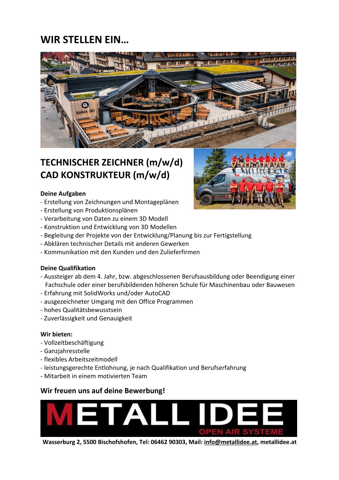 Metallidee GmbH-technischer Zeichner-Stellenangebot Stellenangebot technischer Zeichner Metallidee GmbH
