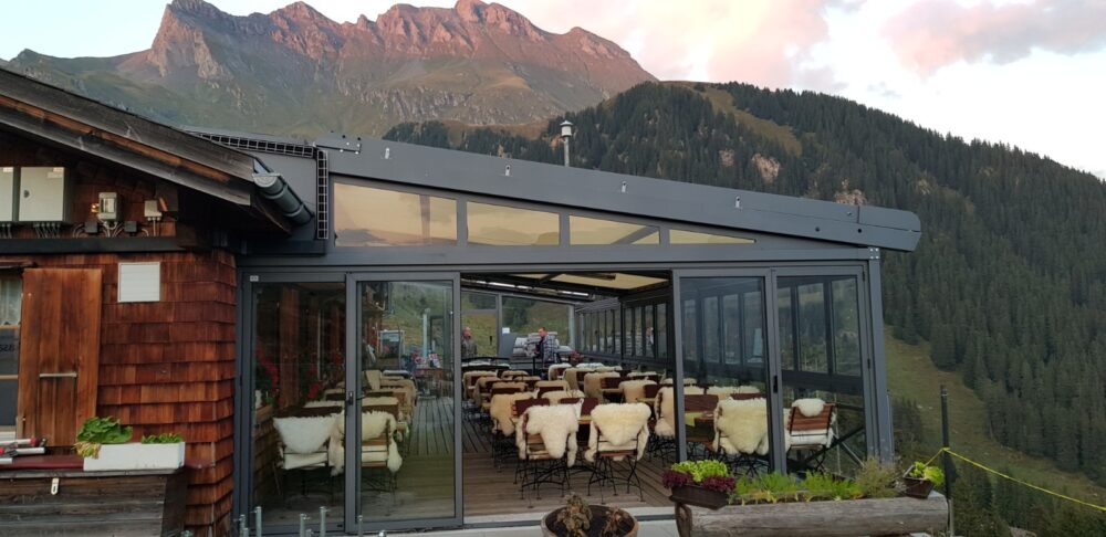 Wind- und Wetterschutzkonstruktion - Restaurant Bussalp, Grindelwald